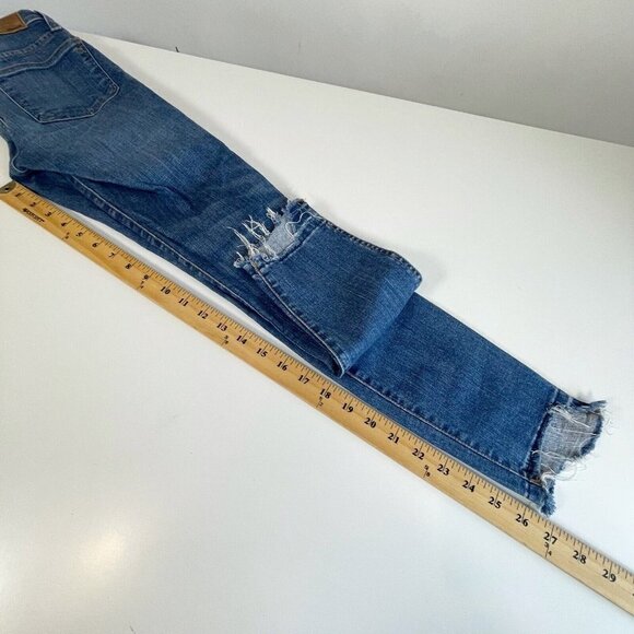 Madewell Womens 10" High Rise Skinny Jeans Blue 24 Step Hem Edition Distressed - Picture 13 of 13